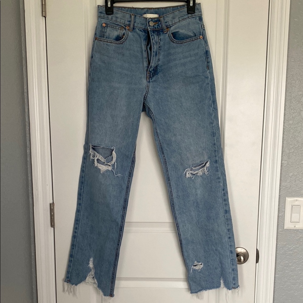 Urban Outfitters Distressed Blue Denim Cowboy Jeans Size 27